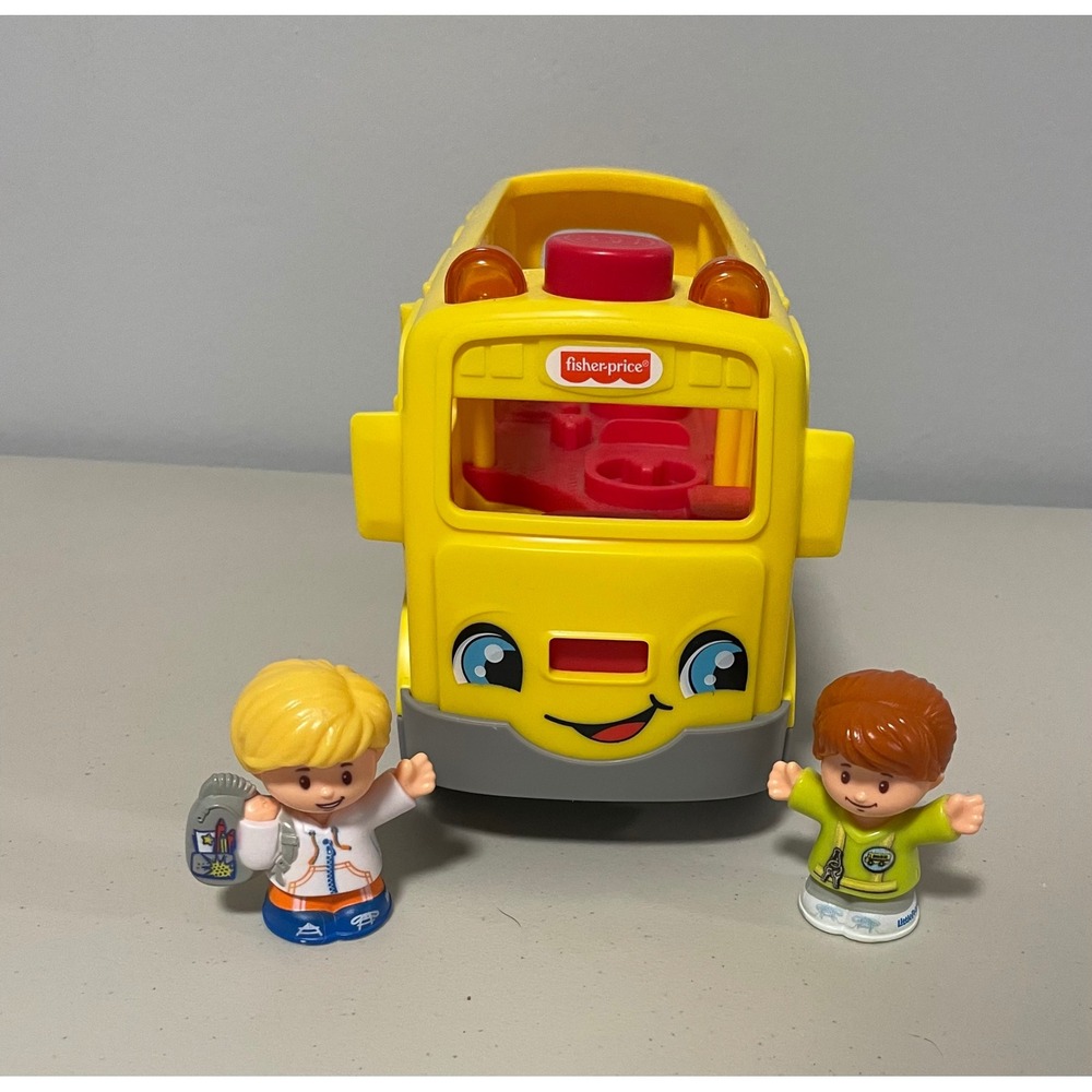 Fisher-Price Little People Sit with Me School Bus Yellow Vehicle with 2 Figures